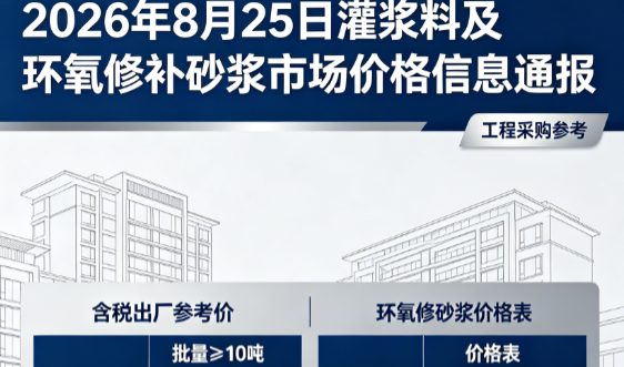 营山2026年8月25日灌浆料及环氧修补砂浆市场价格信息通报
